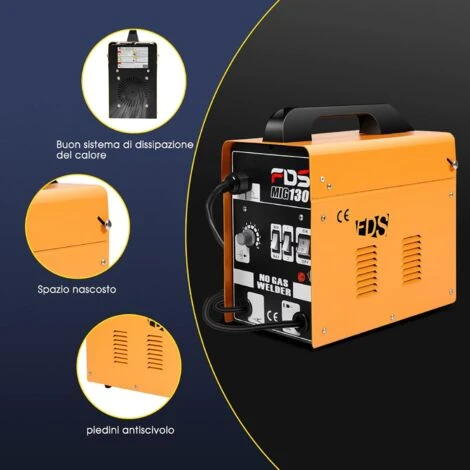 RELAX4LIFE Saldatrice MIG 130, Attrezzatura Per Saldatura Certificata Con Maschera, Alto Livello D’Isolamento H, Dispositivo Di Ventilazione Per Dissipare Calore, AC Regolabile In 4 Posizioni (Giallo) 6 RELAX4LIFE Saldatrice MIG 130, Attrezzatura Per Saldatura Certificata Con Maschera, Alto Livello D’Isolamento H, Dispositivo Di Ventilazione Per Dissipare Calore, AC Regolabile In 4 Posizioni (Giallo) - immagine 4