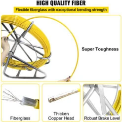 Sonda Passacavi Cavo Elettrico In Fibra Di Vetro Con Supporto Ruota 130m6mm -ProSald Italia 82818479 5