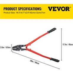 VEVOR Pinza Piegatrice Manuale 24 Pollici, Utensile Per Pressatura Da 1/16 A 3/16 Pollici, Utensile Per Crimpatura A Fune Rosso, Tagliafili Per Cavi Con Piegatrice A Mano Con Impugnatura Ergonomica -ProSald Italia 82818820 2