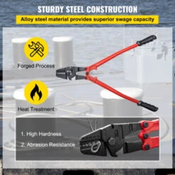 VEVOR Pinza Piegatrice Manuale 24 Pollici, Utensile Per Pressatura Da 1/16 A 3/16 Pollici, Utensile Per Crimpatura A Fune Rosso, Tagliafili Per Cavi Con Piegatrice A Mano Con Impugnatura Ergonomica -ProSald Italia 82818820 5