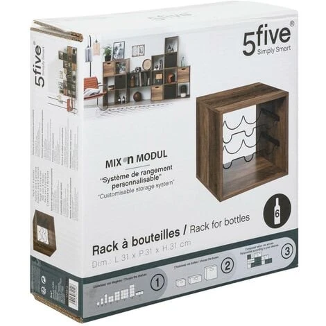 Contenitore Indus Mix N Modul Da 6 Bottiglie Con Effetto Legno Scuro - 5 Five Simply Smart 4 Contenitore Indus Mix N Modul Da 6 Bottiglie Con Effetto Legno Scuro - 5 Five Simply Smart - immagine 2