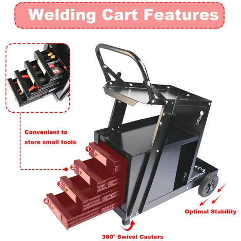 Carrello Mobile Per Saldatura A 4 Cassetti A 2 Strati (Carico 90 Kg) Carrello Utensile Per Saldatura Con Catena 5 Carrello Mobile Per Saldatura A 4 Cassetti A 2 Strati (Carico 90 Kg) Carrello Utensile Per Saldatura Con Catena - immagine 3