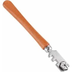 MINKUROW Tagliavetro, Tagliavetro Professionale A Sei Ruote In Carburo Di Tungsteno Da 130mm Con Manico In Legno, Per Taglio Di Lastre Di Vetro Spesse E Lavorazione Profonda Del Vetro
