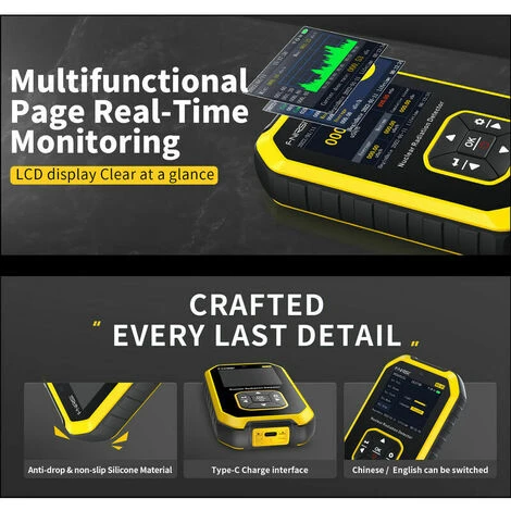 Rilevatore Di Radiazioni Nucleari Dell'UAV Contatore Geiger Misuratore Di Radiazioni LCD Portatile Dosimetro Raggi γ Raggi β Raggi X Tester Di Radioattività 7 Rilevatore Di Radiazioni Nucleari Dell'UAV Contatore Geiger Misuratore Di Radiazioni LCD Portatile Dosimetro Raggi γ Raggi β Raggi X Tester Di Radioattività - immagine 5