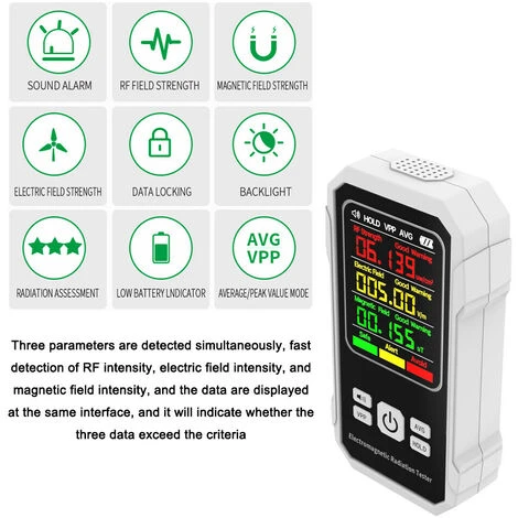Rilevatore Multifunzionale Di Radiazioni Elettromagnetiche Tester Di Intensità Del Campo Elettrico Misuratore Di Intensità Del Campo Magnetico Dispositivo Di Rilevamento Della Forza RF Con Funzione Di 4 Rilevatore Multifunzionale Di Radiazioni Elettromagnetiche Tester Di Intensità Del Campo Elettrico Misuratore Di Intensità Del Campo Magnetico Dispositivo Di Rilevamento Della Forza RF Con Funzione Di - immagine 2