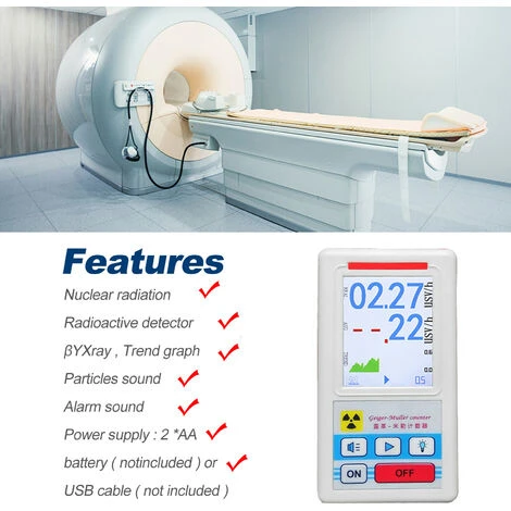 Rilevatore Di Radiazioni Nucleari Contatore Geiger Misuratore Di Rilevamento Radioattivo Portatile Dosimetro Radioattivo Rivelatore Beta Gamma A Raggi X (bianco) 5 Rilevatore Di Radiazioni Nucleari Contatore Geiger Misuratore Di Rilevamento Radioattivo Portatile Dosimetro Radioattivo Rivelatore Beta Gamma A Raggi X (bianco) - immagine 3