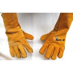 GUANTI SALDATORE SALDATURA SALDARE PELLE CROSTA ANTICALORE LUNGO DX SX 959