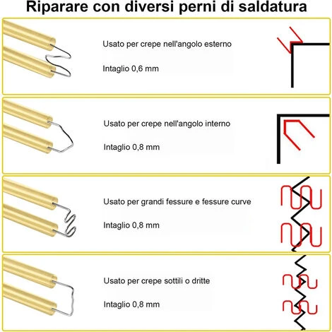 Saldatore Plastica Graffette Saldatrice Calda 70W Kit Riparazione Carrozzeria 7 Saldatore Plastica Graffette Saldatrice Calda 70W Kit Riparazione Carrozzeria - immagine 5