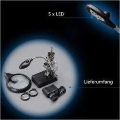 LITZEEStazione Di Saldatura Di Terza Mano 5 Led Lente D'ingrandimento Supporto Per Lenti 2.5x/7.5x/10x Con Morsetto Per La Modellazione Di Riparazione Di Saldatura -ProSald Italia 88936833 5