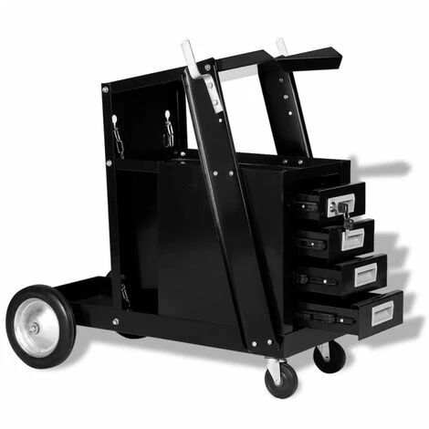 VIDAXL Carrello Di Saldatura Con 4 Cassetti Neri 3 VIDAXL Carrello Di Saldatura Con 4 Cassetti Neri