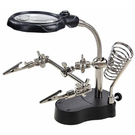 Supporto Per Lente D'ingrandimento Con Supporto Per Stazione Di Saldatura Di Terza Mano Per Modellazione Di Riparazione Di Saldatura - Nero 4 Supporto Per Lente D'ingrandimento Con Supporto Per Stazione Di Saldatura Di Terza Mano Per Modellazione Di Riparazione Di Saldatura - Nero - immagine 2