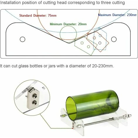 Tagliabottiglie Di Vetro Professionale Per Vino, Birra, Vetro, Tagliabottiglie Per Varie Dimensioni E Forme, Materiale Acrilico E Metallo (blu) 6 Tagliabottiglie Di Vetro Professionale Per Vino, Birra, Vetro, Tagliabottiglie Per Varie Dimensioni E Forme, Materiale Acrilico E Metallo (blu) - immagine 4