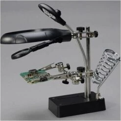 Stazione Di Saldatura Di Terza Mano 5LED Lente D'ingrandimento Stand-up 2.5X / 7.5X / 10X Supporto Per Obiettivo Con Morsetto Per Modellazione Di Riparazione Di Saldatura -ProSald Italia 93246793 5