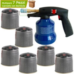 Saldatore Flambatore Cannello A Gas Riscaldante Multipack 1 Cannello E 6 Cartucce Gas