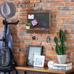 Cassetta Portachiavi Con Lavagna Da Parete In Legno Bacheca Promemoria Porta Ingresso 42x7,7x30cm -ProSald Italia 94560546 2