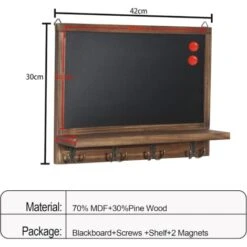 Cassetta Portachiavi Con Lavagna Da Parete In Legno Bacheca Promemoria Porta Ingresso 42x7,7x30cm -ProSald Italia 94560546 3