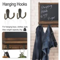 Cassetta Portachiavi Con Lavagna Da Parete In Legno Bacheca Promemoria Porta Ingresso 42x7,7x30cm -ProSald Italia 94560546 5