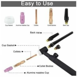 Kit Di Morsetti TIG Da 16 Pezzi WP - 17/18/26 Kit Di Saldatura Per Torcia Con Cappuccio Per Ugello In Ceramica Per Torcia TIG -ProSald Italia 96204084 4
