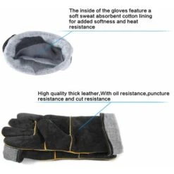 LITZEE Guanto Per Saldatore 932°F Guanti Per Saldatore In Pelle, Guanto Per Saldatura Da Cucina Ad Alta Temperatura Per Lavoro Barbecue Forno Giardinaggio 40 CM -ProSald Italia 96297544 3