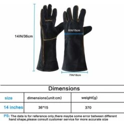 LITZEE Guanto Per Saldatore 932°F Guanti Per Saldatore In Pelle, Guanto Per Saldatura Da Cucina Ad Alta Temperatura Per Lavoro Barbecue Forno Giardinaggio 40 CM -ProSald Italia 96297544 4