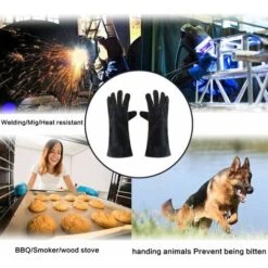 LITZEE Guanto Per Saldatore 932°F Guanti Per Saldatore In Pelle, Guanto Per Saldatura Da Cucina Ad Alta Temperatura Per Lavoro Barbecue Forno Giardinaggio 40 CM -ProSald Italia 96297544 5