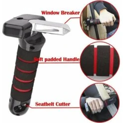 Martello Di Sicurezza Per Auto Multifunzionale, Impugnatura Ausiliaria Per Auto, Strumento Di Fuga Di Emergenza Con Rompivetro E Taglierina Per Cintura Di Sicurezza, Adatto Per Auto, Ufficio, Casa -ProSald Italia 97072578 3
