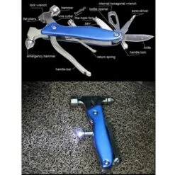 Martello Di Sicurezza Per Auto In Acciaio Inossidabile Multiutensile, Kit Multiutensile Portatile Per Strumento Di Fuga Di Emergenza Per Auto, Campeggio, Famiglia, Blu -ProSald Italia 97073683 4