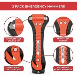 Tagliacinture Per Cinture Di Sicurezza Per Finestrini - Martello Per Salvataggio Auto Con Taglierino Per Cinture Di Sicurezza Affilato, Strumenti Di Fuga A Doppia Estremità Per Rompere Vetri In Caso D -ProSald Italia 97077053 2