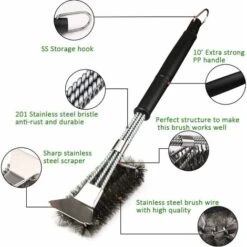 Spazzola Per Barbecue Con Spatola In Acciaio Inossidabile 304 E Manico Lungo - Ideale Per Griglia A Carbone O Elettrica, Kueatily -ProSald Italia 98381320 2