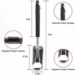 Spazzola Per Barbecue Con Spatola In Acciaio Inossidabile 304 E Manico Lungo - Ideale Per Griglia A Carbone O Elettrica, Kueatily -ProSald Italia 98381320 4