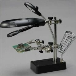 Stazione Di Saldatura Di Terza Mano 5LED Lente D'ingrandimento Stand-up 2.5X / 7.5X / 10X Supporto Per Obiettivo Con Morsetto Per Modellazione Di Riparazione Di Saldatura -ProSald Italia 98714019 5