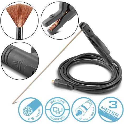 STAHLWERK Portaelettrodo MMA/ARC 200 A Pinze Per Saldatura / Pinza Per Elettrodi / Pacchetto Di Tubi Per Attrezzature Di Saldatura Con 3 M Di Cavo Di Saldatura Con 25 Mm² E 9 Mm Di Raccordo Per Mandri 3 STAHLWERK Portaelettrodo MMA/ARC 200 A Pinze Per Saldatura / Pinza Per Elettrodi / Pacchetto Di Tubi Per Attrezzature Di Saldatura Con 3 M Di Cavo Di Saldatura Con 25 Mm² E 9 Mm Di Raccordo Per Mandri