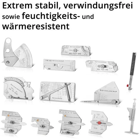 STAHLWERK Calibro Per Saldatura / Calibro Per Ispezione Saldatura / Calibro Di Misura Set Di 16 Pezzi Per La Misurazione Della Saldatura Secondo La Norma DIN 862, Con Vari Calibri Per La Misurazione P 7 STAHLWERK Calibro Per Saldatura / Calibro Per Ispezione Saldatura / Calibro Di Misura Set Di 16 Pezzi Per La Misurazione Della Saldatura Secondo La Norma DIN 862, Con Vari Calibri Per La Misurazione P - immagine 5