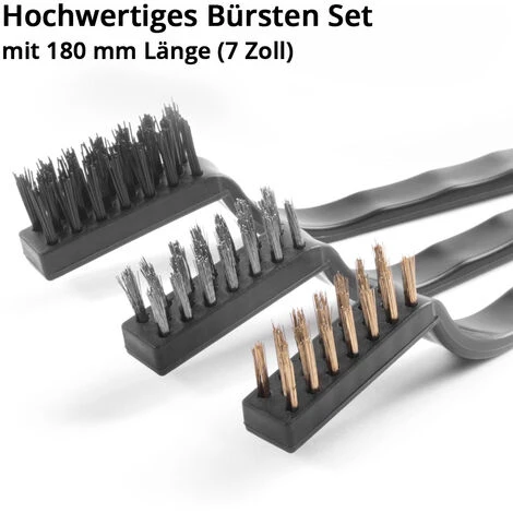 Set Di Spazzole Metalliche STAHLWERK Da 180 Mm (7 Pollici) Set Di 3 Pezzi Composto Da Spazzola In Ottone, Spazzola In Acciaio E Spazzola In Nylon Per Una Pulizia Efficace Delle Superfici. 4 Set Di Spazzole Metalliche STAHLWERK Da 180 Mm (7 Pollici) Set Di 3 Pezzi Composto Da Spazzola In Ottone, Spazzola In Acciaio E Spazzola In Nylon Per Una Pulizia Efficace Delle Superfici. - immagine 2